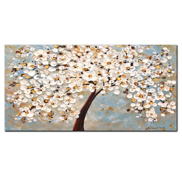 YISHIYUAN 1 Pcs HD peintures jet d'encre peintures abstraites arbre riche peinture décorative - multicolor 100CM*50CM