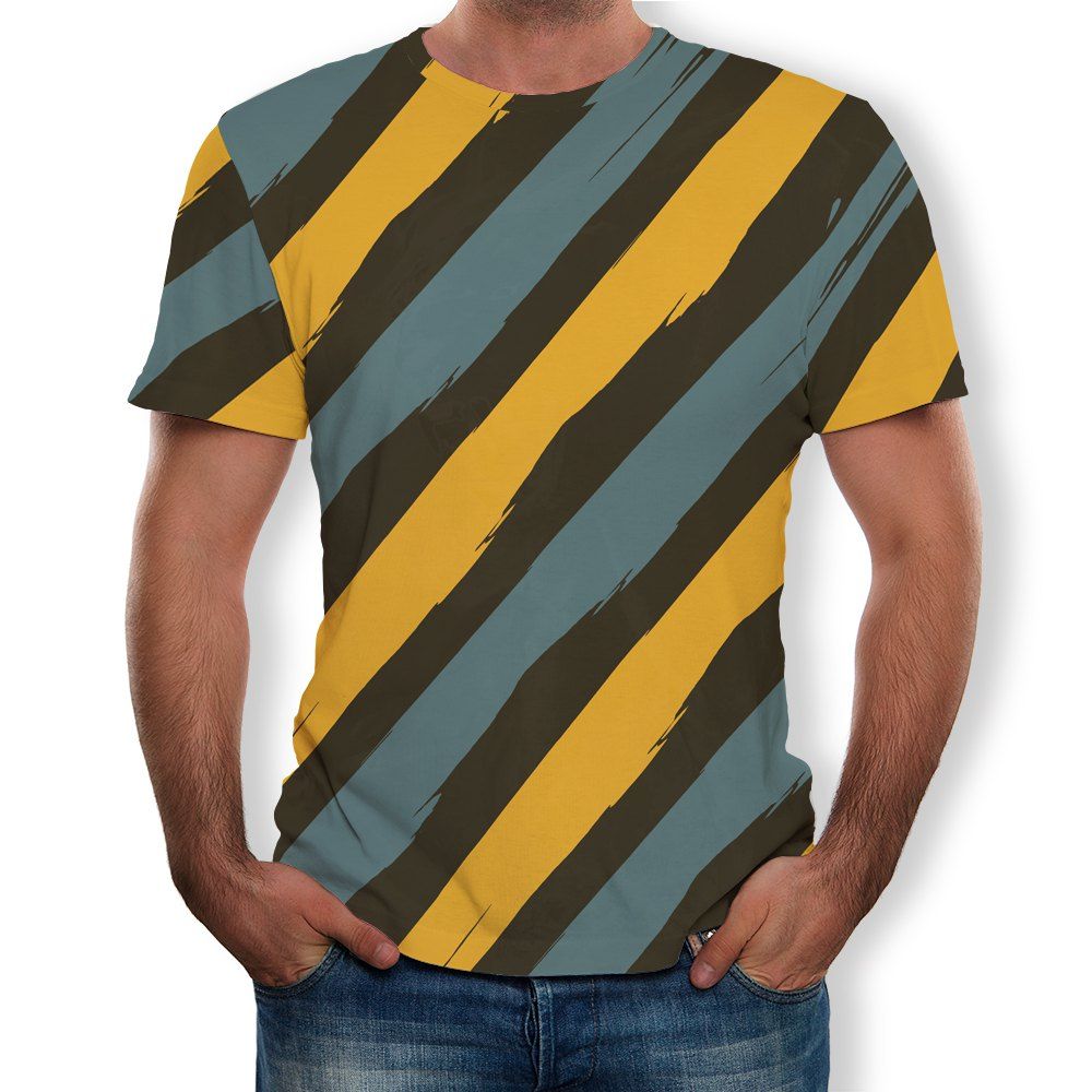 

3D Summer Fashion Diagonal Stripe Print Mens Short Sleeve T-shirt, Multi-a