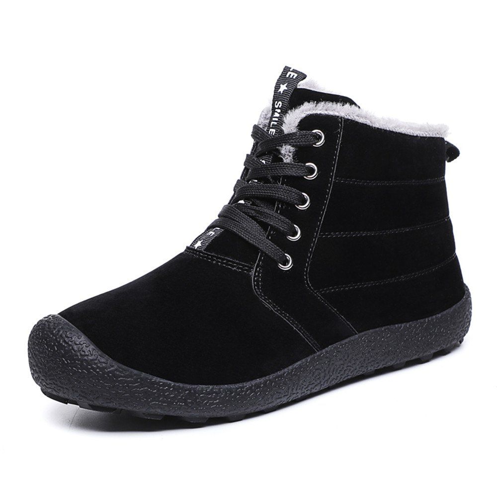 Men'S Winter Add Wool Warm Snow Boots, Black
