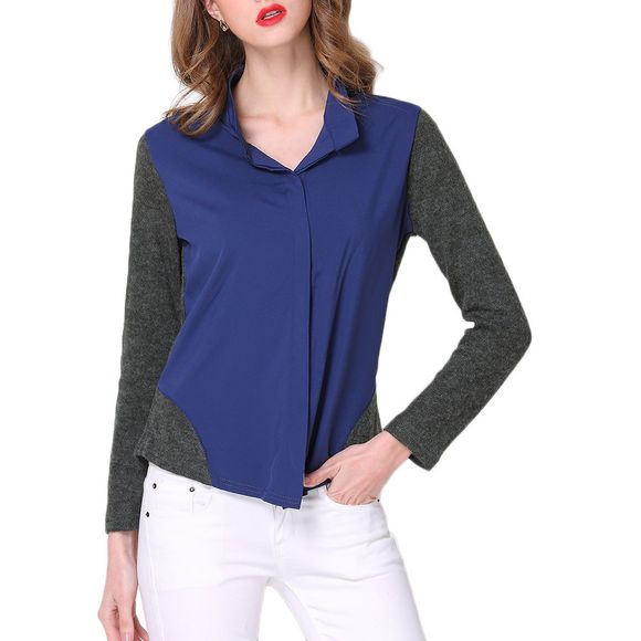 Chemise slim à manches longues et à la mode pour femmes - Cadetblue XL