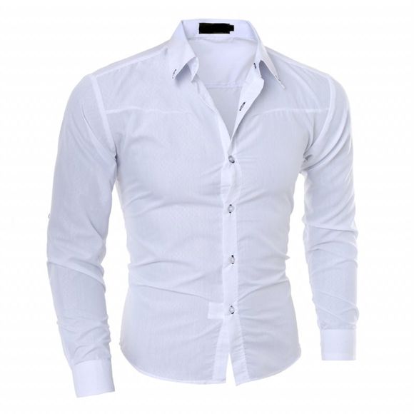 Chemise à manches longues Slim Casual Homme Mode Casual - Blanc 4XL