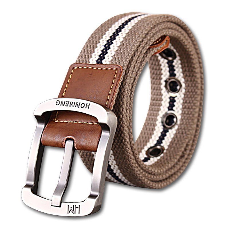 

Men's Canvas Casual Outdoor Student Pin Buckle Belt, Dark khaki