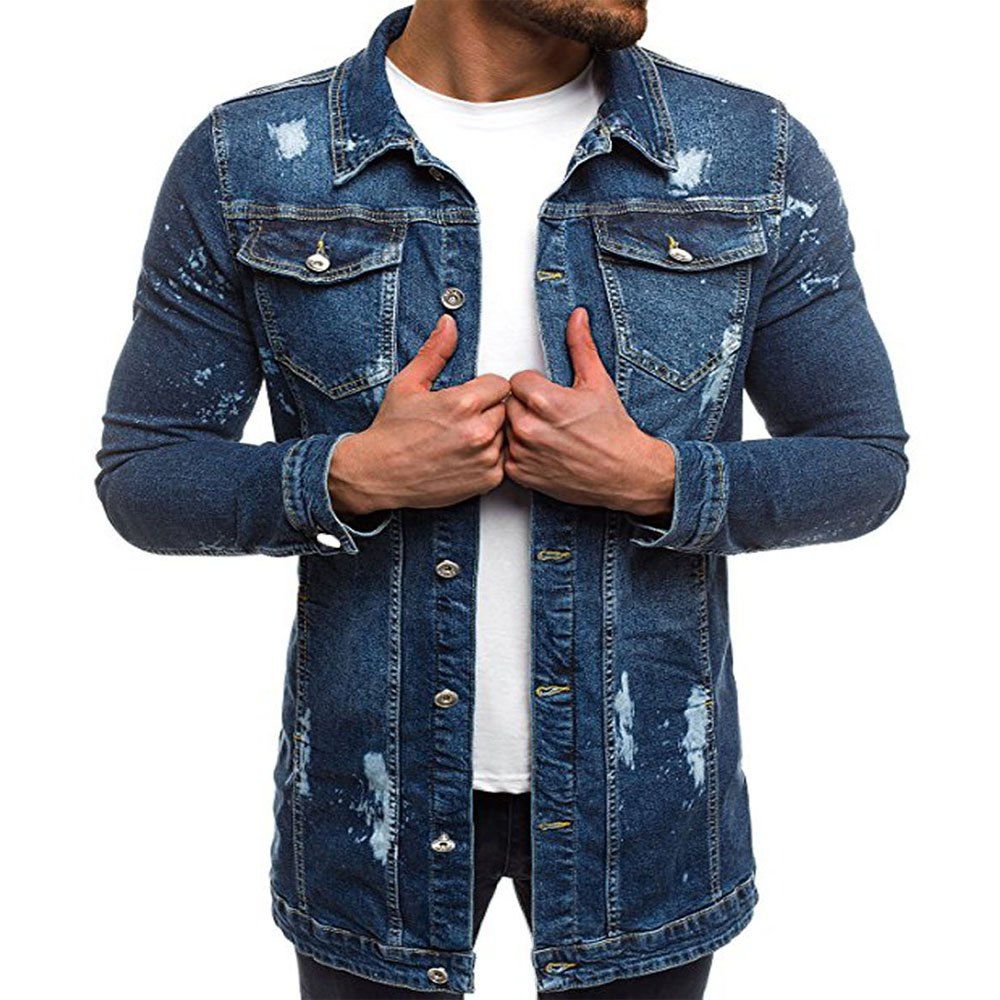 

Men's Fashion Casual Slim Mid-length Jacket, Deep blue