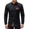 Chemise Casual à manches longues pour hommes de poche Spell Color Slim - Noir L