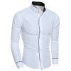 Mode casual col montant hommes cultivant la chemise à manches longues - Blanc 2XL