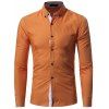 Chemise Casual à manches longues pour hommes - Orange L