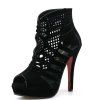 Peep Toe Platform Sandales de luxe pour femmes, talons hauts avec découpe - Noir EU 35