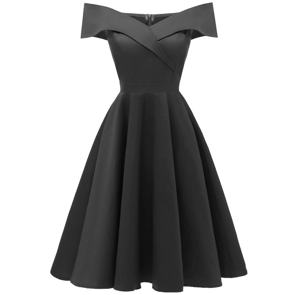

Women'S One-Shoulder Satin Dress, Black