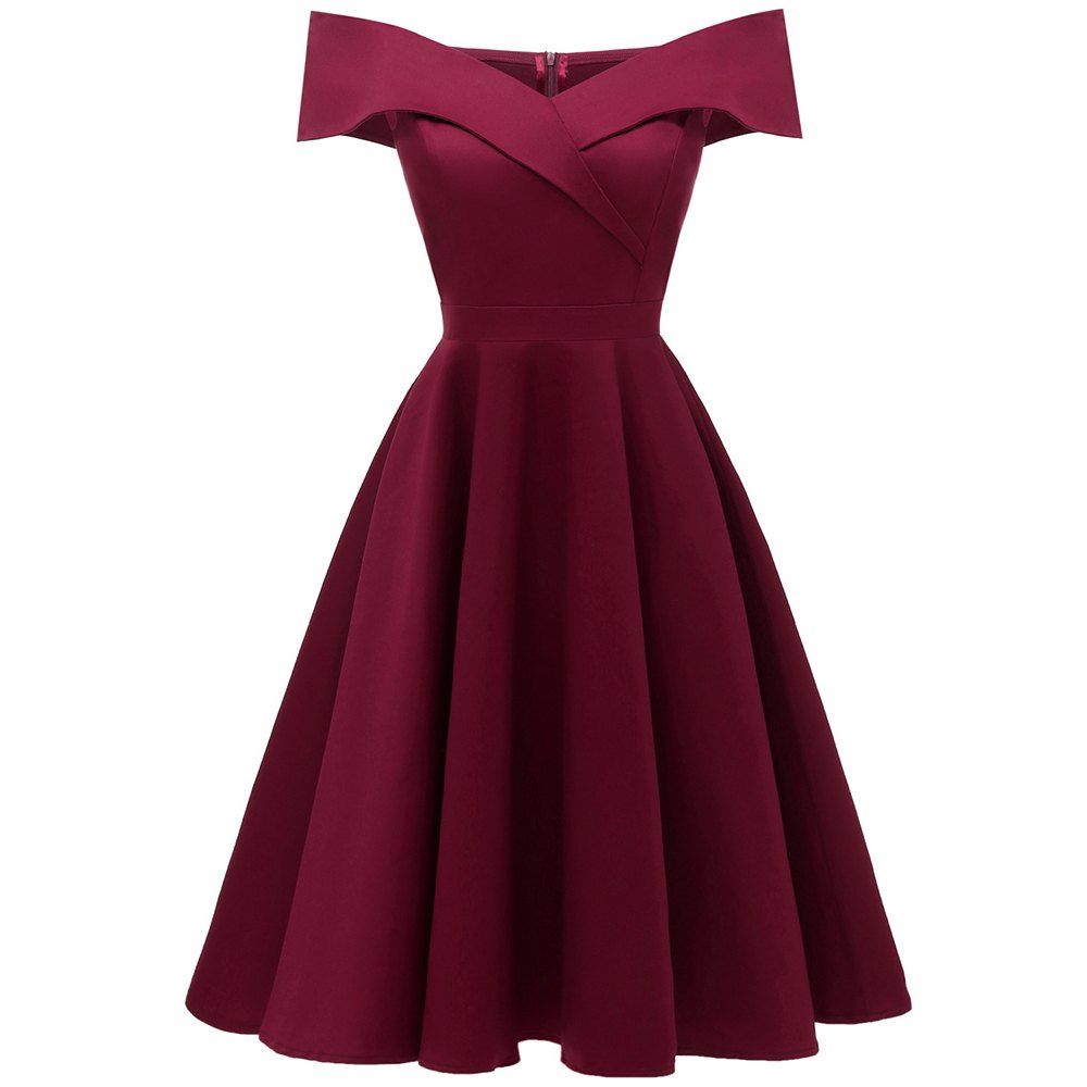 

Women'S One-Shoulder Satin Dress, Red