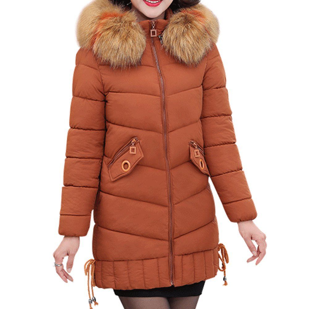 

Thick Hooded Quality Women'S Down Jacket Regular Cotton-Suit Coat, Caramel