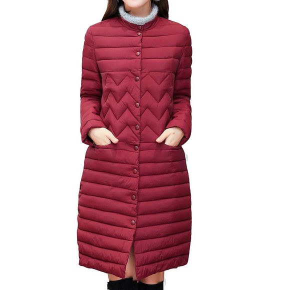 Manteau d'hiver de mode femmes col montant vers le bas de la parka légère vêtements de sport - Rouge Vineux 3XL