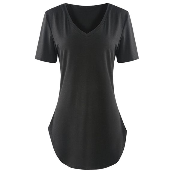 HAODUOYI T-shirt long à mailles sexy et sexy en vrac noir - Noir S