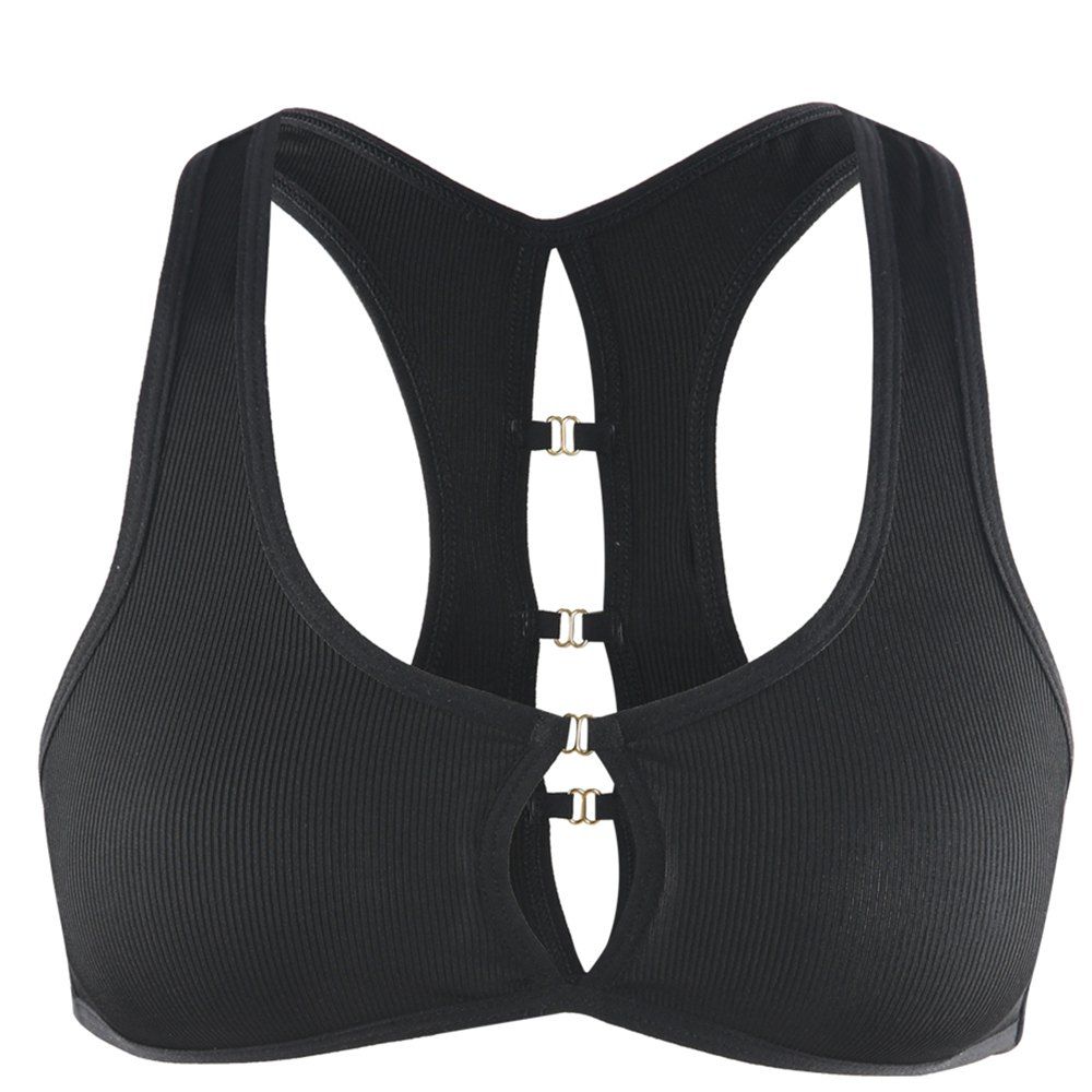 

HODOYO Fashion Casual Type Back Without Rims Solid Color Girl Bra, Black