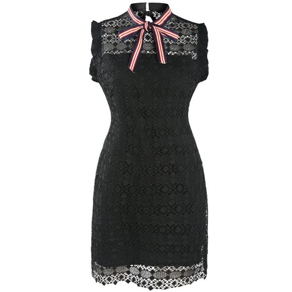 HAODUOYI Robe pour femme avec style britannique simple tempérament noir - Noir 2XL