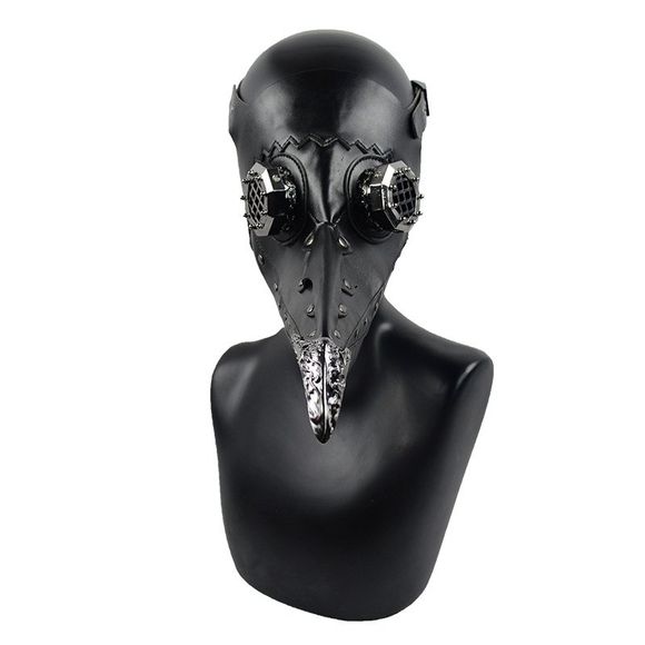 Peste docteur oiseau masque long nez bec métal cadre halloween costume cosplay - Noir 