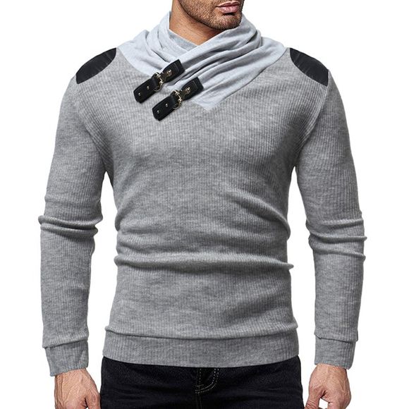 Boutons de collier de tas de tas de tas de mode de couture des hommes tricotés - Gris Clair XL