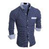 Chemise à manches longues décontractée classique pour hommes à carreaux - Cadetblue 2XL