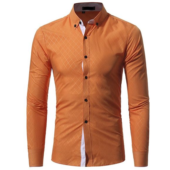 Chemise Casual à manches longues pour hommes - Orange L