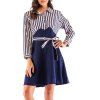 Robe à manches longues à manches longues pour femmes - Bleu 2XL