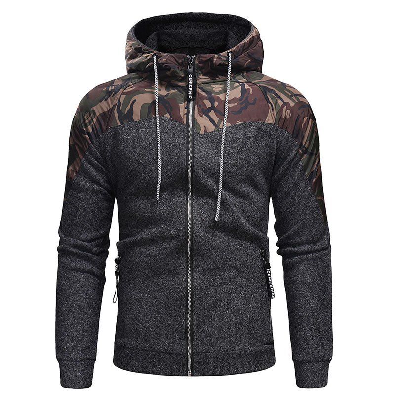 

Men's Fashion Hat Rope Camouflage Long Sleeved Body Knitted Jacket, Camouflage green