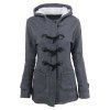 Manteau d'hiver en cuir de corne à manches longues en coton et coton à capuche pour femmes - Gris 6XL