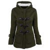 Manteau d'hiver en cuir de corne à manches longues en coton et coton à capuche pour femmes - Vert Mer Moyen 2XL