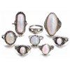 Boho Geometric Flower Design Vintage Opal Knuckle Rings Set pour les femmes - Gris argenté 8PCS