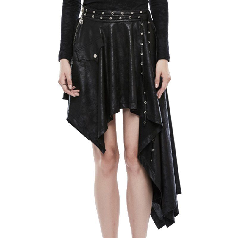 

Summer Soft Asymmetric Layering Knitted Girl' Skirt, Black