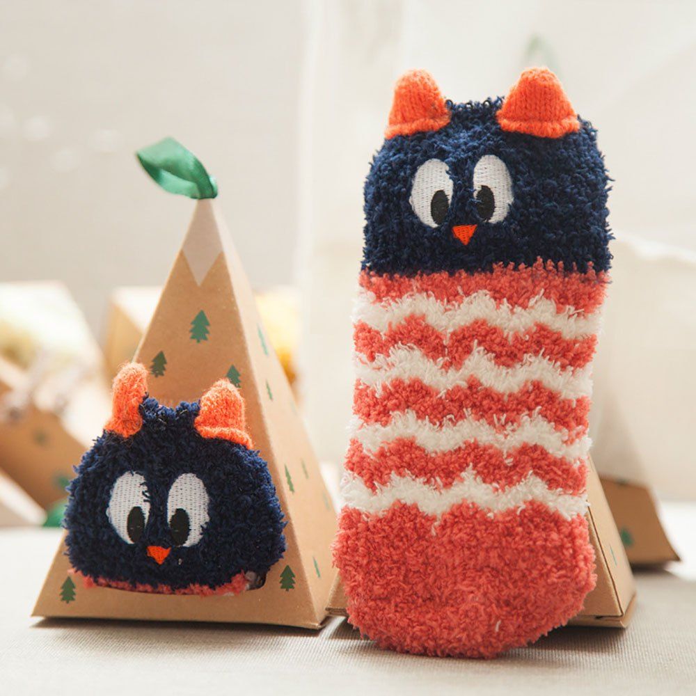 

Children Warm Velvet Non-Slip Floor Socks Coral Fleece Christmas Stockings, Multi-d
