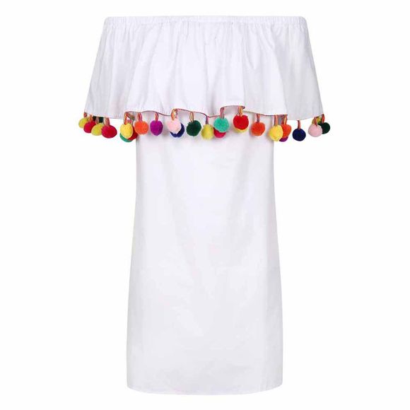 HAODUOYI Mode féminine Sexy Robe asymétrique une épaule blanche - Blanc M