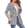 Blazer décontracté à carreaux pour femmes - Ardoise Grise Claire XL