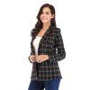 Blazer à carreaux à manches longues pour femmes - Noir M