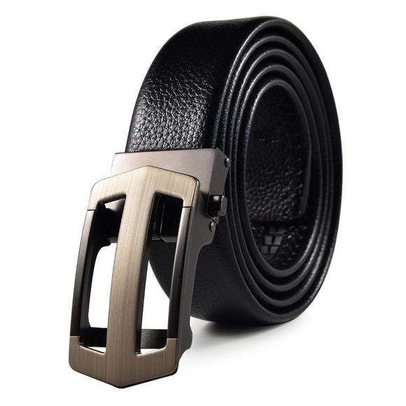 Ceinture pour hommes, accessoire de ceinture décontractée à boucle automatique pour hommes d'affaires - Noir 120 CM