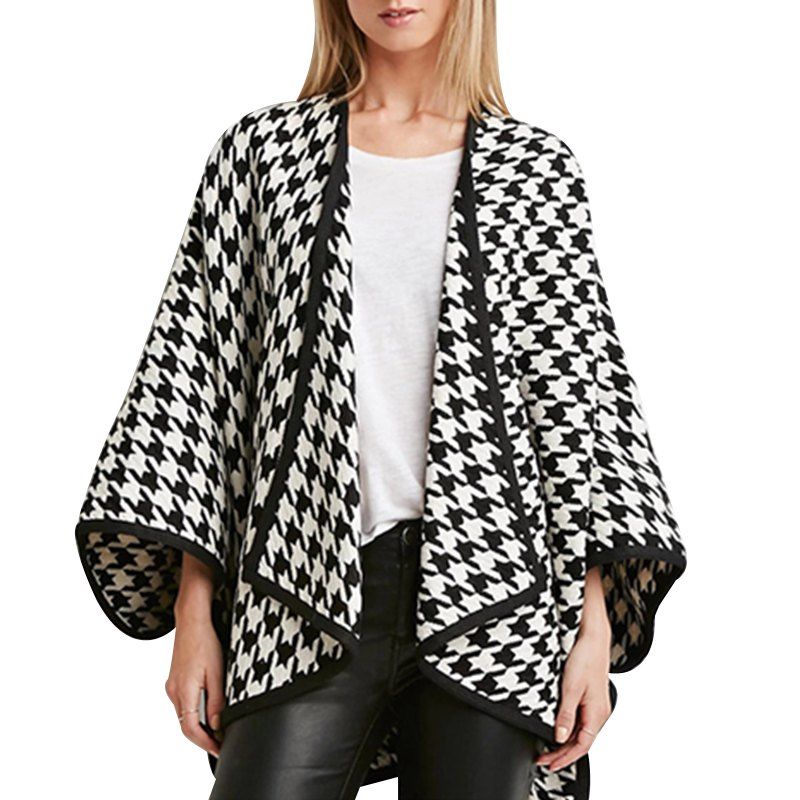 

Autumn and Winter Birds Five Sleeves Windbreaker Cardigan Jacket, Black