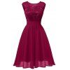 Dames automne et hiver tempérament mince robe sexy creuse douce couleur unie - Rouge Vineux S