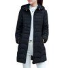 Veste longue et mince manteau d'hiver pour femmes - Noir XL