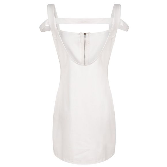 HAODUOYI Mode féminine Halter Off épaule Sexy Slim Knit Dress Blanc - Blanc 4XL