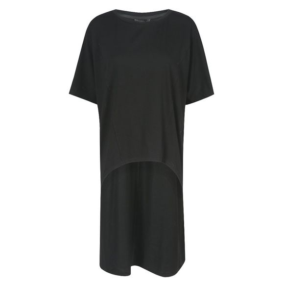 KISSMILK Haut de t-shirt long irrégulier pour femme, noir - Noir XL