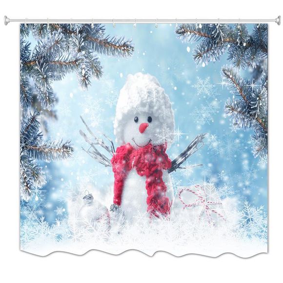 Tissu d'impression de Digital de Snowma 3D d'arbre de pin de flocon de neige imperméable et anti-moisissure - multicolor W71 X L71 INCH
