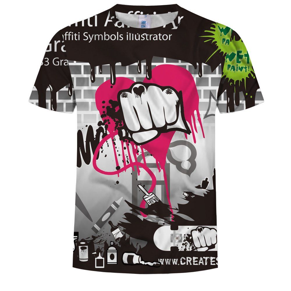 

Fashion Men's 3D Color Sports Print Short-Sleeved Round Neck T-shirt, Multi-b