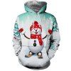 3D Christmas Snowman Skateboard Print Women's Patch Pocket Hoodie Sweater - multicolor S