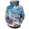 Women's Fashion Youth Christmas 3D Cartoon Print Patch Pocket Hoodie Sweater - multicolor S