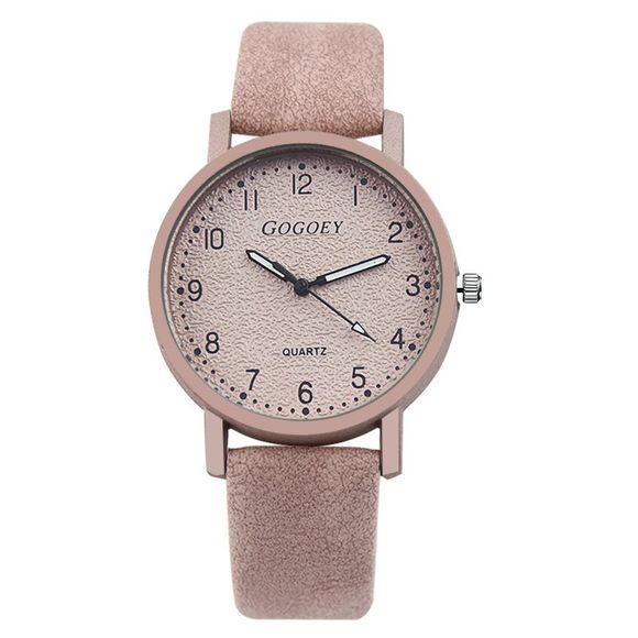 Gogoey marque la mode féminine bracelet en cuir horloge montre - Rose Kaki 