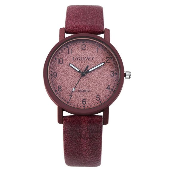 Gogoey marque la mode féminine bracelet en cuir horloge montre - Rouge Vineux 