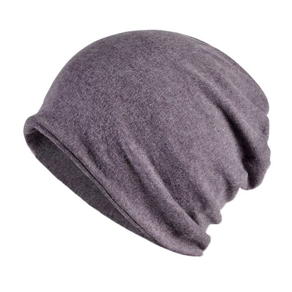 Bonnet à Double Usage en Coton Chaud Coupe-Vent Couleur Unie Automne et Hiver pour Homme & Femme - Violet Terne 