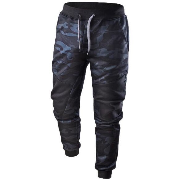 Pantalons décontractés pour hommes avec camouflage aux pieds attachés - Noir XL