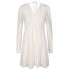HAODUOYI Robe à manches longues en mousseline de soie élastique et à col en V pour femmes - Blanc - Blanc L