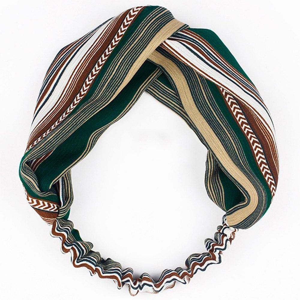

Fashion stripes wide rims vintage headbands, Seaweed green