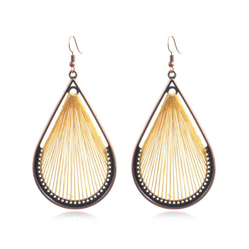 

Boho Charm Colorful Lines Hollow Dangle Earring for Women Vintage Water Drop Wom, Bright yellow