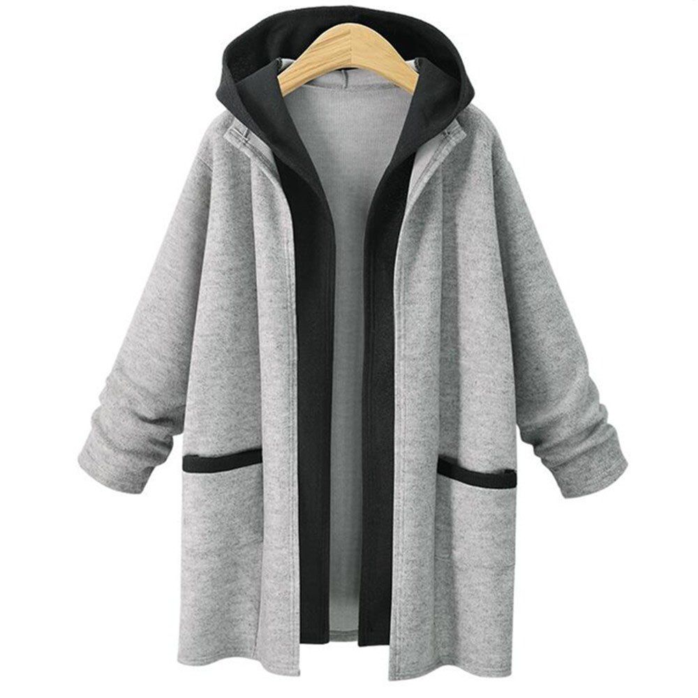 

Women's Plus Size Long Sleeve Coat, Light gray